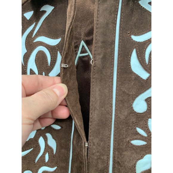 Bradley Bradley Bayou Brown Suede with Light Blue Cutout Details Medium - Picture 4 of 9